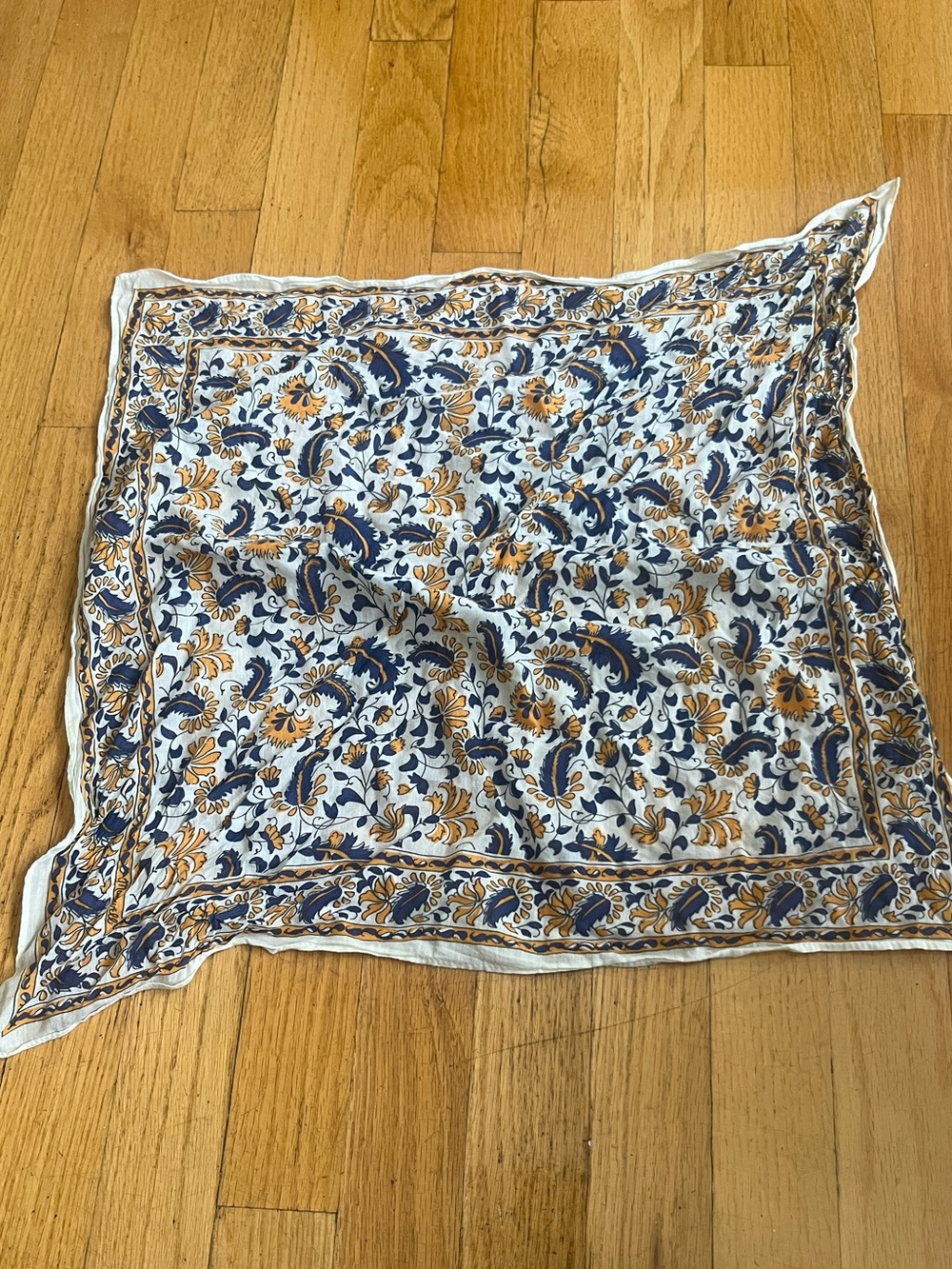 Madewell 100% cotton white yellow blue paisley bandana scarf